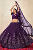 Sweet Purple Thread Embroidered Net Designer Lehenga Choli