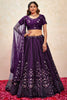 Sweet Purple Thread Embroidered Net Designer Lehenga Choli