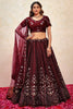 Endearing Maroon Sequins Net Wedding Lehenga Choli With Dupatta