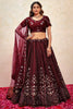 Endearing Maroon Sequins Net Wedding Lehenga Choli With Dupatta