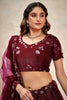 Endearing Maroon Sequins Net Wedding Lehenga Choli With Dupatta