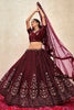 Endearing Maroon Sequins Net Wedding Lehenga Choli With Dupatta