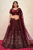 Endearing Maroon Sequins Net Wedding Lehenga Choli With Dupatta