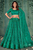 Beautiful Green Embroidered Net Wedding Wear Lehenga Choli