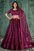 Astonishing Wine Sequins Net Designer Lehenga Choli With Dupatta