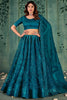 Surprising Teal Blue Sequins Net Engagement Wear Lehenga Choli