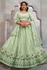 Attractive Mint Green Sequins Net Wedding Wear Lehenga Choli