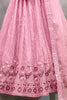 Shocking Pink Thread Embroidered Net Bridesmaid Lehenga Choli