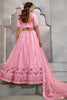 Shocking Pink Thread Embroidered Net Bridesmaid Lehenga Choli