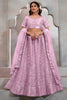 Beautiful Lavender Thread Embroidered Net Bridesmaid Lehenga Choli