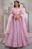 Beautiful Lavender Thread Embroidered Net Bridesmaid Lehenga Choli