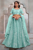 Gorgeous Turquoise Sequins Net Designer Lehenga Choli With Dupatta