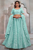 Gorgeous Turquoise Sequins Net Designer Lehenga Choli With Dupatta