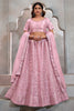 Precious Pink Sequins Net Wedding Lehenga Choli With Dupatta