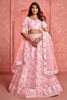 Fantastic Peach Sequins Net Engagement Wear Lehenga Choli