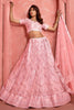 Fantastic Peach Sequins Net Engagement Wear Lehenga Choli