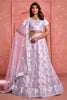 Incredible Lavender Thread Embroidered Net Bridesmaid Lehenga Choli