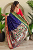 Outstanding Blue Weaving Paithani Silk Traditional Saree With Blouse