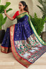 Outstanding Blue Weaving Paithani Silk Traditional Saree With Blouse