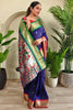 Outstanding Blue Weaving Paithani Silk Traditional Saree With Blouse