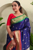 Outstanding Blue Weaving Paithani Silk Traditional Saree With Blouse