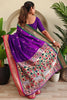Precious Dark Purple Weaving Paithani Silk Event Wear Saree With Blouse