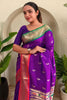 Precious Dark Purple Weaving Paithani Silk Event Wear Saree With Blouse