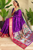 Precious Dark Purple Weaving Paithani Silk Event Wear Saree With Blouse