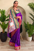 Precious Dark Purple Weaving Paithani Silk Event Wear Saree With Blouse