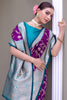 Gorgeous Purple Zari Weaving Banarasi Silk Festival Wear Saree