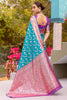 Dazzling Sky Blue Zari Weaving Banarasi Silk Traditional Saree