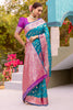 Dazzling Sky Blue Zari Weaving Banarasi Silk Traditional Saree