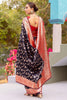 Incredible Black Zari Weaving Banarasi Silk Saree With Blouse