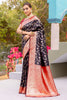 Incredible Black Zari Weaving Banarasi Silk Saree With Blouse