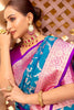 Awesome Blue Zari Weaving Banarasi Silk Wedding Wear Saree