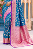 Awesome Blue Zari Weaving Banarasi Silk Wedding Wear Saree