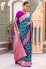 Awesome Blue Zari Weaving Banarasi Silk Wedding Wear Saree