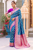 Awesome Blue Zari Weaving Banarasi Silk Wedding Wear Saree