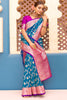 Awesome Blue Zari Weaving Banarasi Silk Wedding Wear Saree