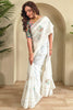Adorable White Sequins Work Organza Festival Wear Saree With Blouse