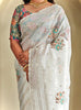 Adorable White Sequins Work Organza Festival Wear Saree With Blouse