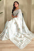 Adorable White Sequins Work Organza Festival Wear Saree With Blouse
