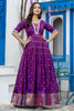 Bewitching Purple Zari Weaving Silk Festival Wear Gown