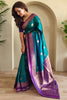 Fabulous Blue Zari Weaving Silk Festival Wear Saree With Blouse