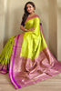 Awesome Lime Green Zari Weaving Silk Traditional Saree With Blouse