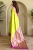 Awesome Lime Green Zari Weaving Silk Traditional Saree With Blouse