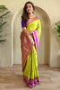 Awesome Lime Green Zari Weaving Silk Traditional Saree With Blouse