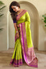 Awesome Lime Green Zari Weaving Silk Traditional Saree With Blouse
