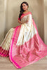 Excellent Off-White Zari Weaving Silk Traditional Saree With Blouse
