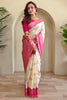Excellent Off-White Zari Weaving Silk Traditional Saree With Blouse